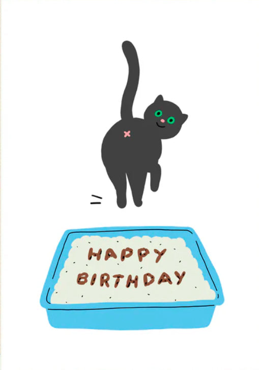 Cat Poop Happy Birthday greetings card