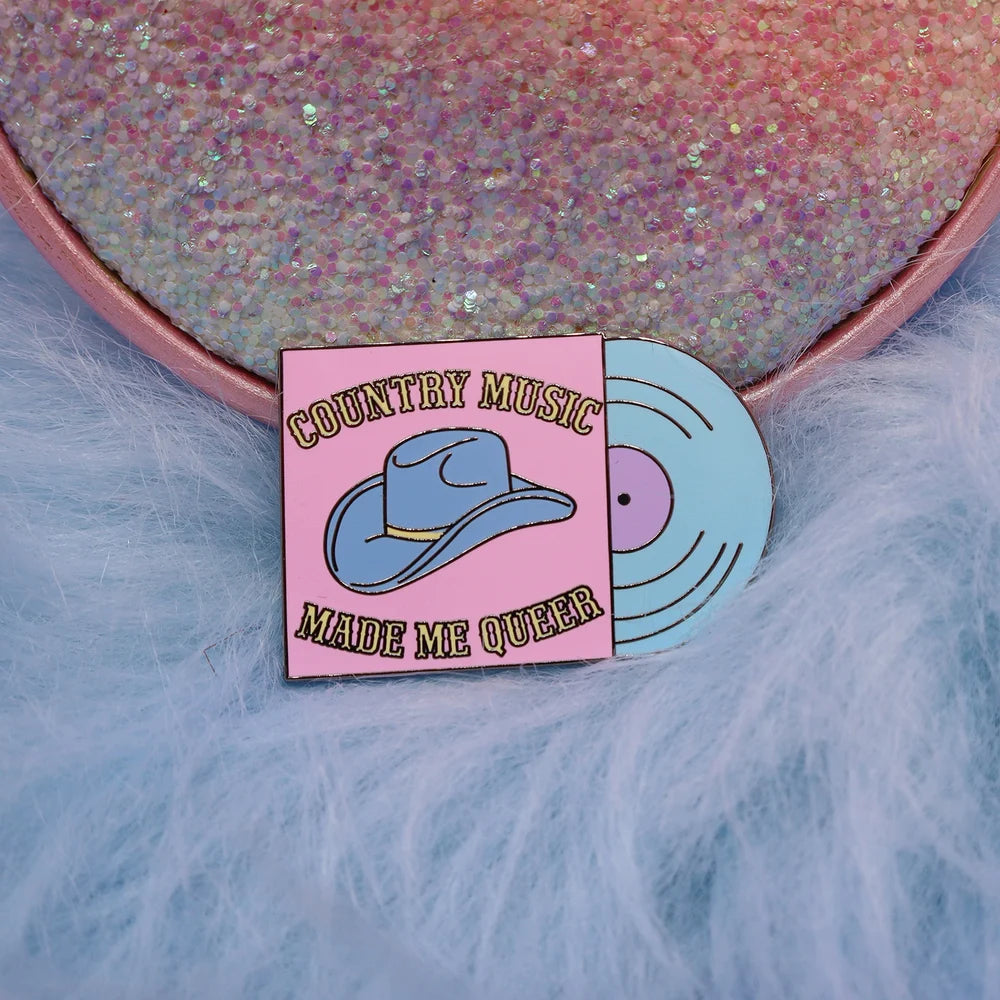 Country Music Made Me Queer enamel pin badge