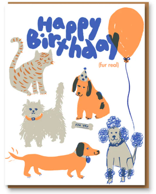 Happy Birthday (Fur Real) greetings card