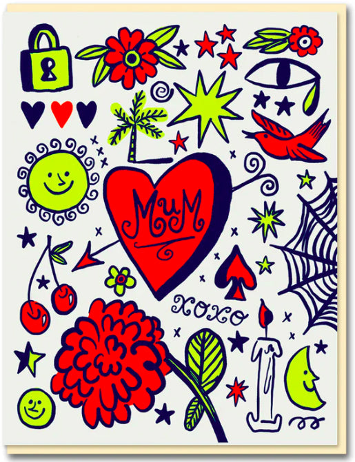 Mum Tattoo greetings card