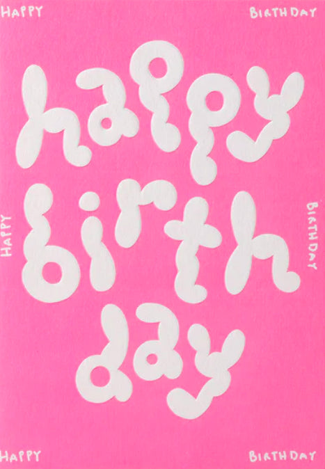 Pink Happy Birthday greetings card