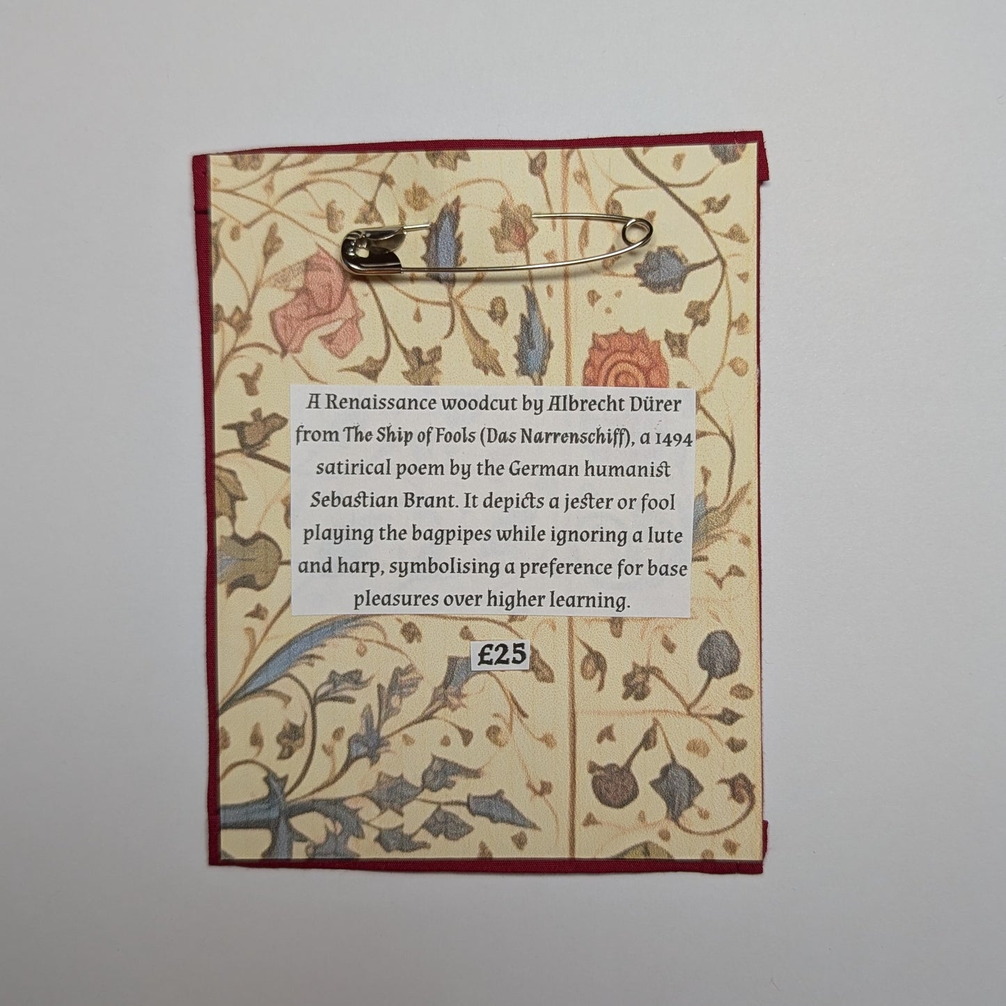 The Ship of Fools Hand Embroidered Patch
