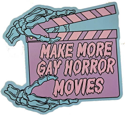 Make More Gay Horror Movies enamel pin badge
