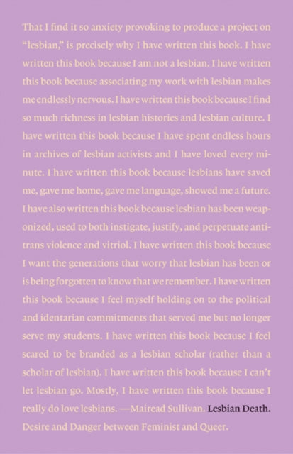 Lesbian Death: Desire and Danger between Feminist and Queer by Mairead Sullivan
