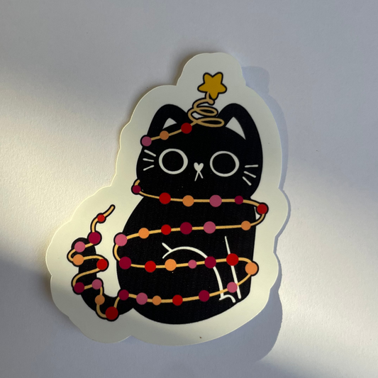 Lesbian Christmas Cat Vinyl sticker