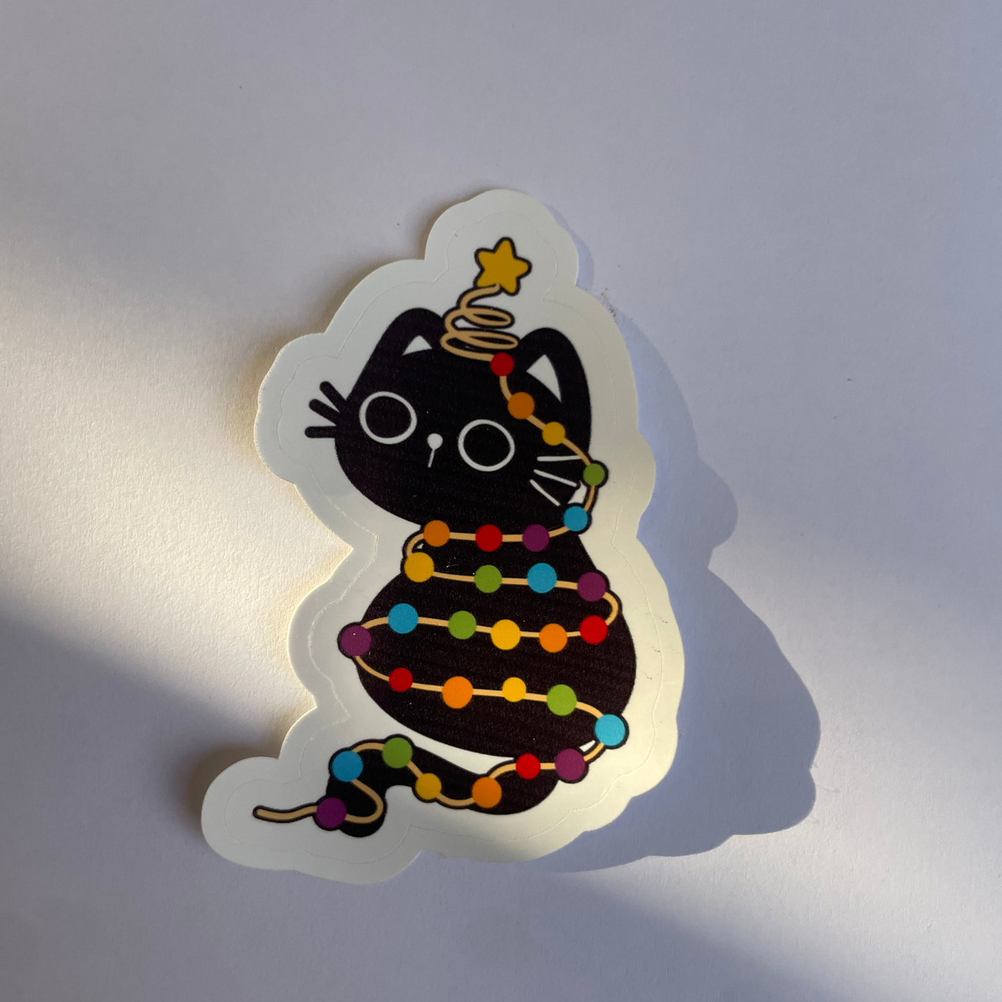 Rainbow Christmas Cat Vinyl sticker