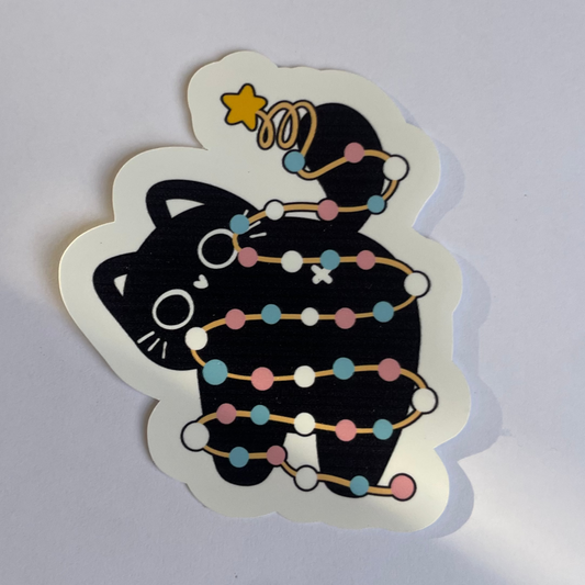 Trans Christmas Cat Vinyl sticker