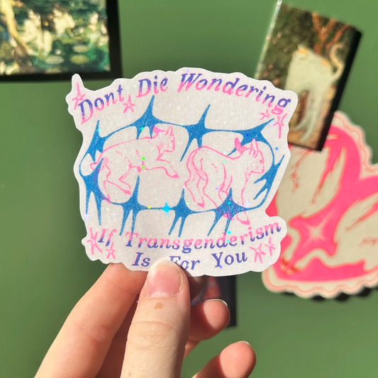 Don't Die Wondering If Transgenderism Is For You vinyl sticker