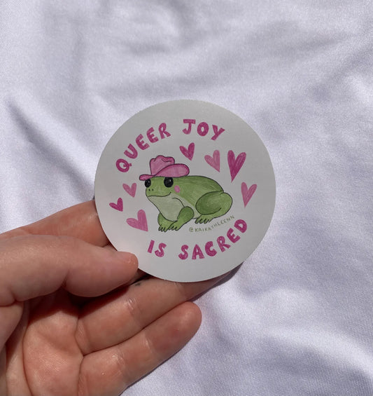 Queer Joy is Sacred Cowboy Frog sticker