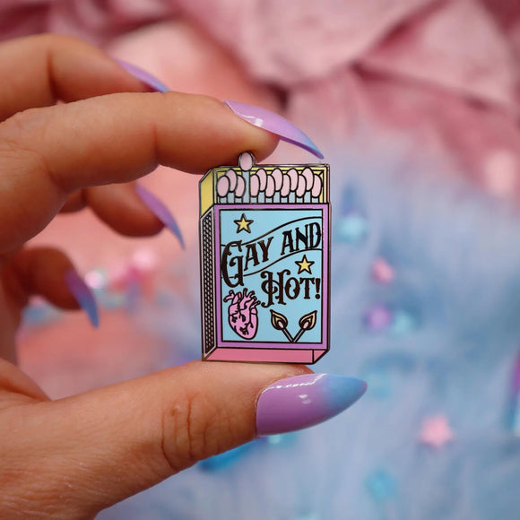 Gay and Hot enamel pin badge
