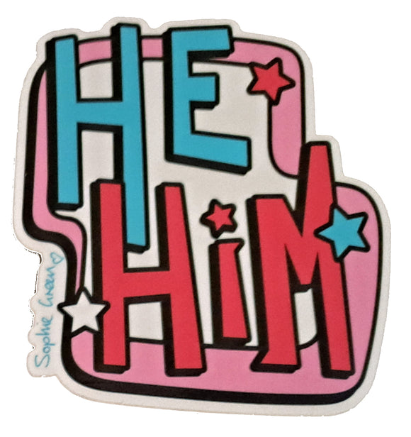 He/Him pronoun sticker