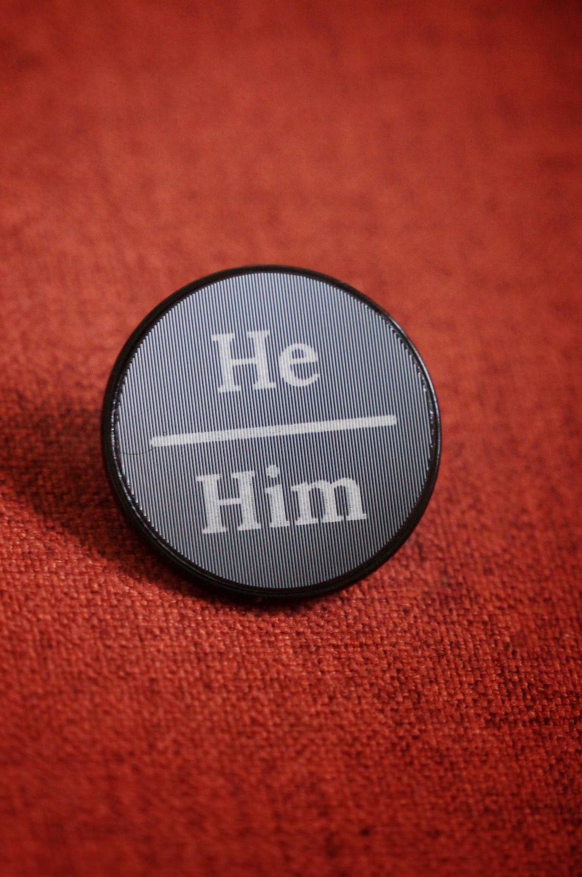 He/They Lenticular Split Pronoun Pin Badge