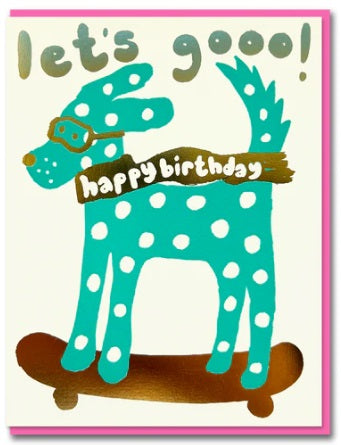 Skate Dog Happy Birthday greetings card