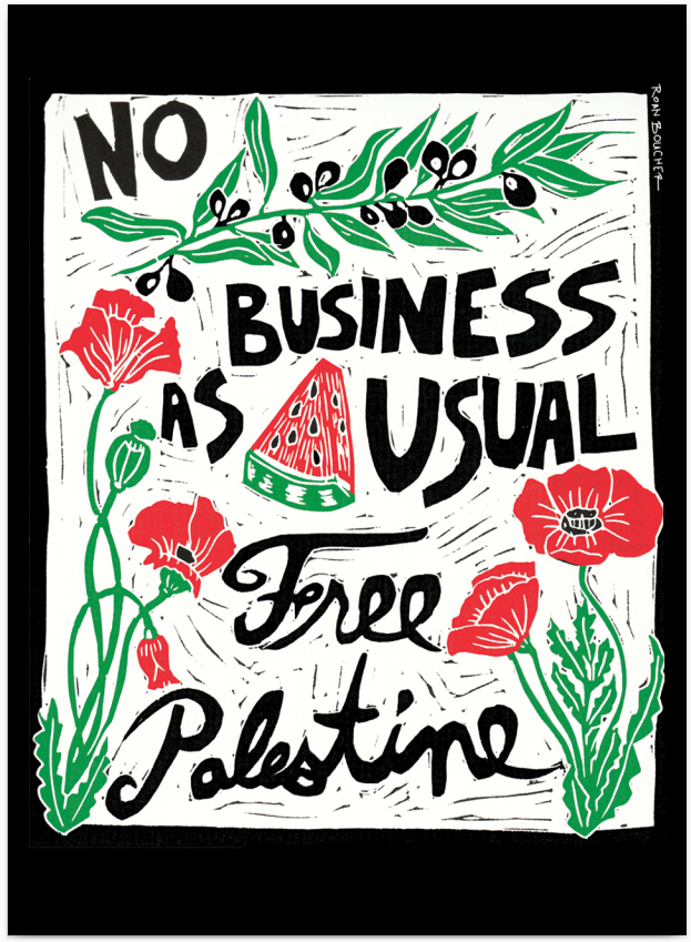 No Business As Usual - Free Palestine sticker