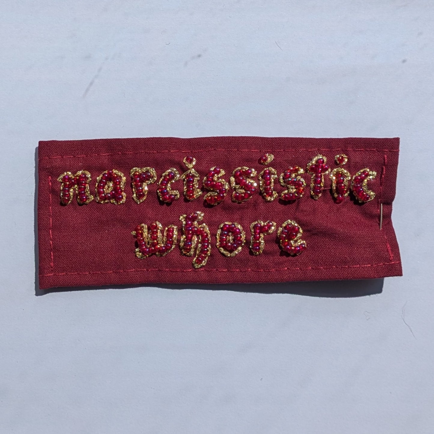 Narcissistic Whore Hand Beaded Patch