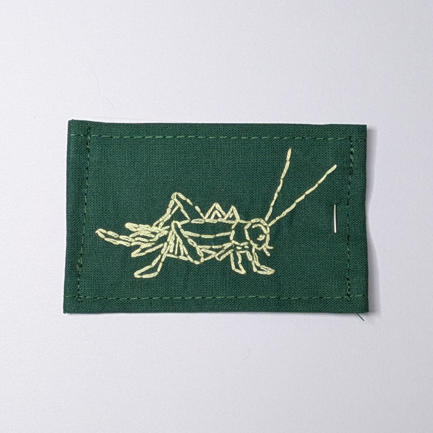 Grasshopper Hand Embroidered Patch