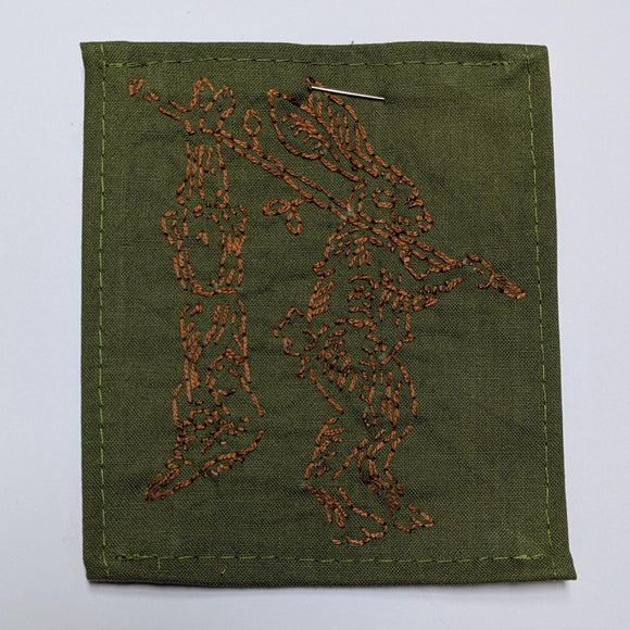 Hunting Rabbit Hand Embroidered Patch