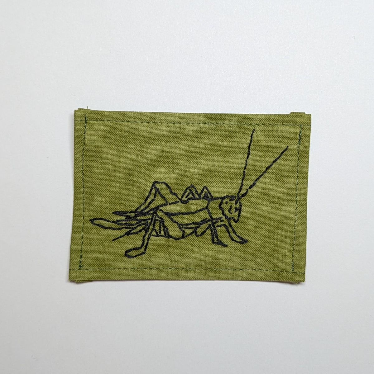 Grasshopper Hand Embroidered Patch