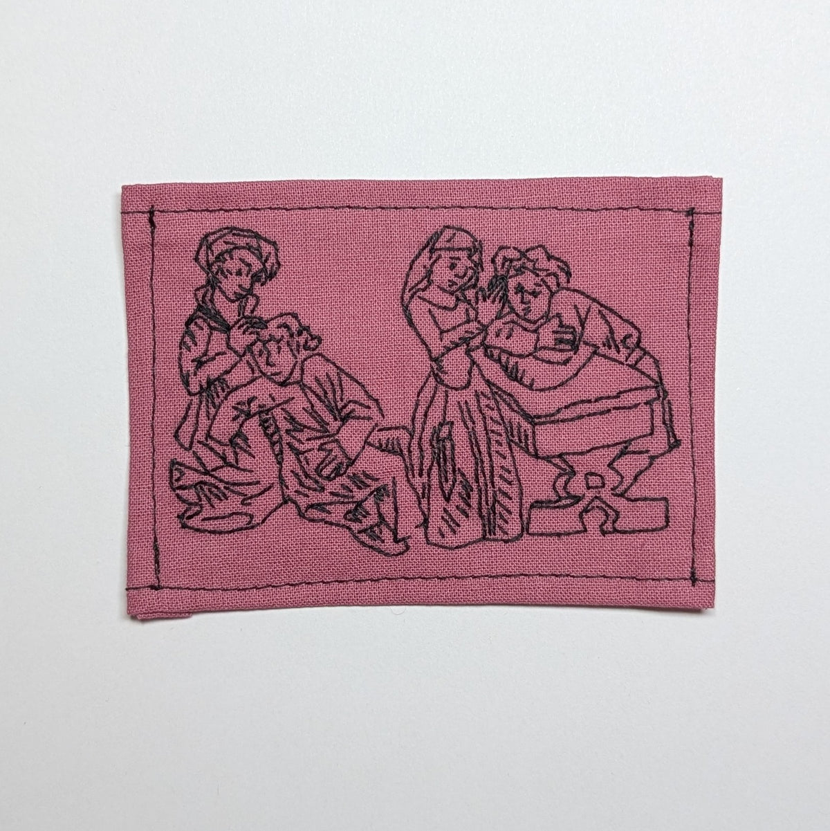 Of the Husbond and of his Two Wyves Hand Embroidered Patch