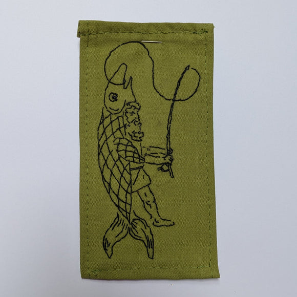 Fishing in a Fishskin Hand Embroidered Patch