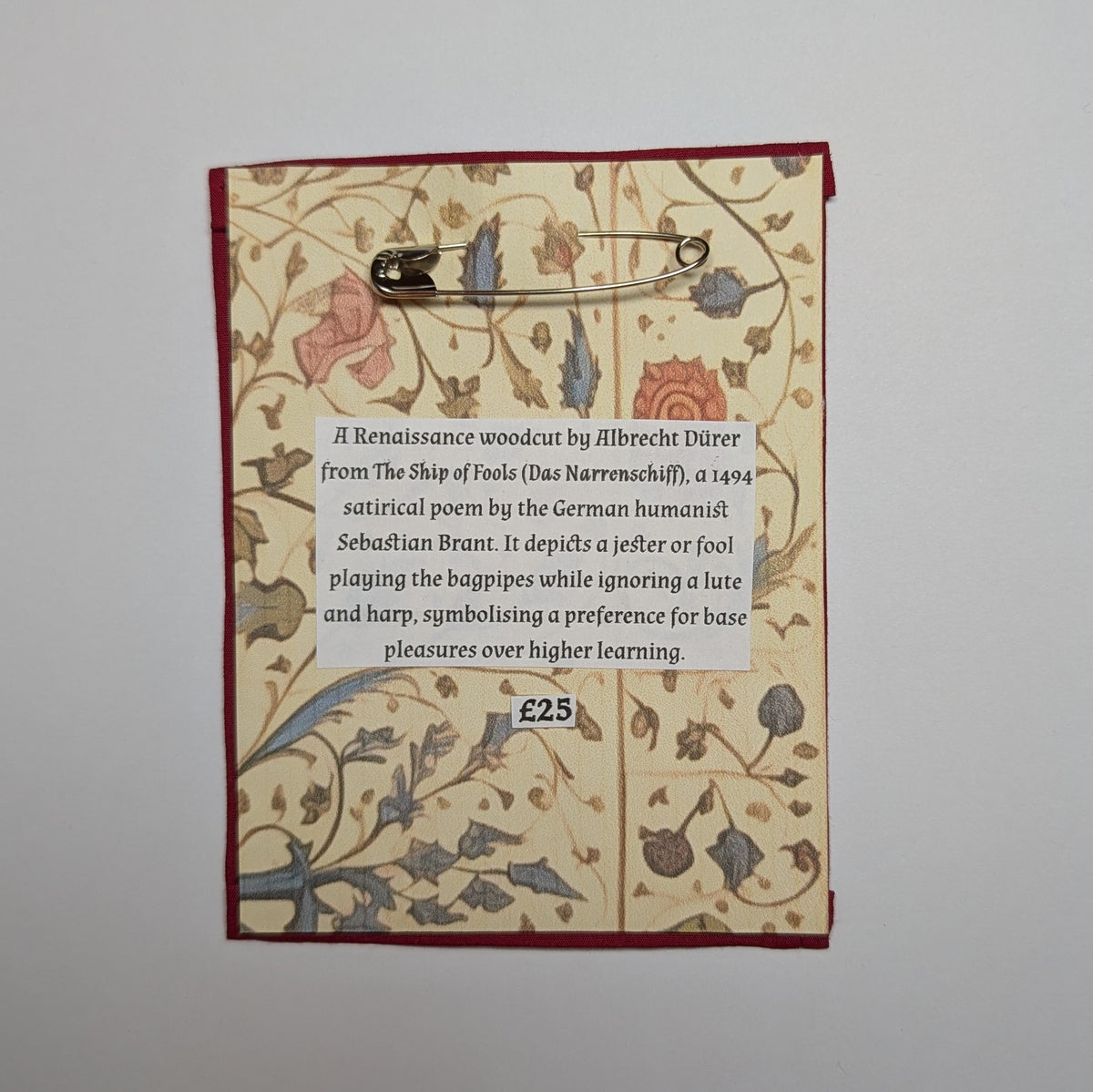 The Ship of Fools Hand Embroidered Patch