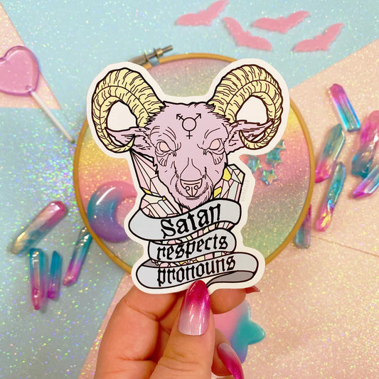 Satan Respects Pronouns sticker
