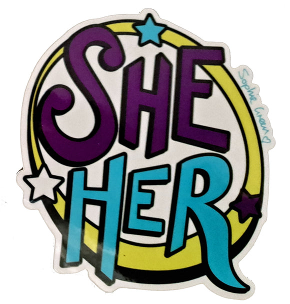 She/Her pronoun sticker