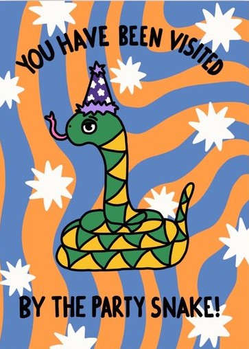 Happy Birthday party snake greetings card