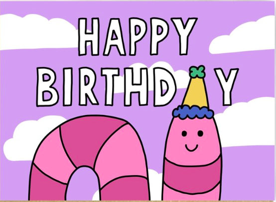 Happy Birthday worm greetings card