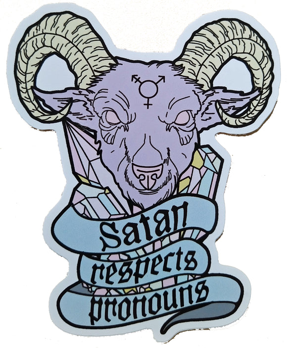 Satan Respects Pronouns sticker