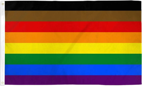 Rainbow Pride Flag (Black & Brown Stripes)