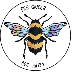 Bee Queer Bee Happy Sticker