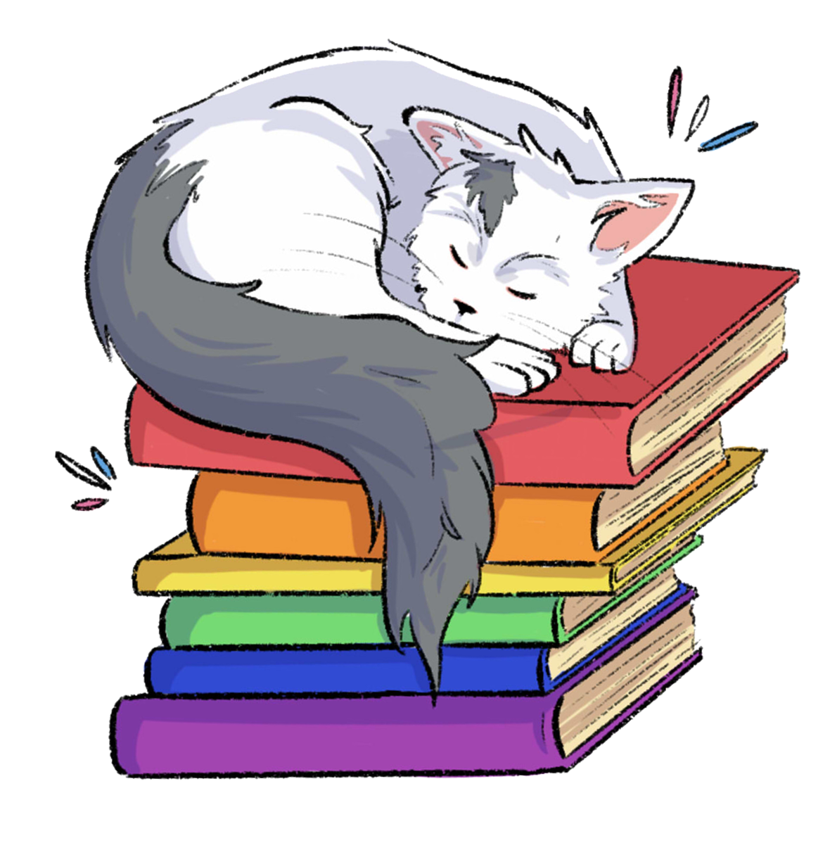 Queer Bookish Cat Sticker