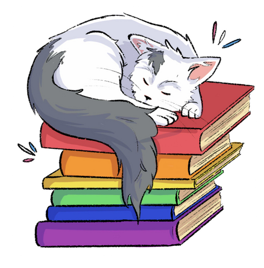 Queer Bookish Cat Sticker