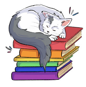 Queer Bookish Cat Sticker