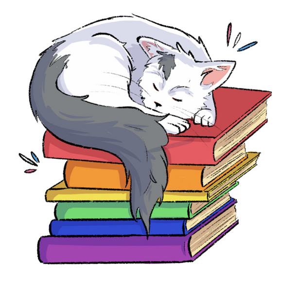 Queer Bookish Cat Sticker