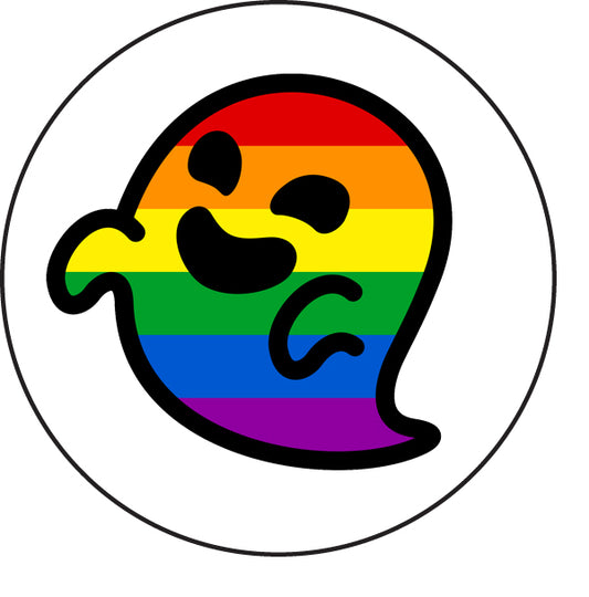 Rainbow Pride Flag Gaysper Gay Ghost Badge